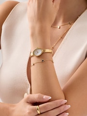 Abbott Lyon Gold Celestial Skies Bracelet Mother of Pearl & Blue Sandstone Bracelet - Image 2 of 5
