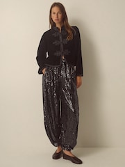 Monsoon Black Viola Beaded Frogging Velvet Jacket - Image 3 of 4