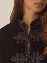Monsoon Black Viola Beaded Frogging Velvet Jacket - Image 4 of 4