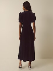 Monsoon Bella Puff Sleeve Embellished Bow Velvet Dress - Εικόνα 2 από 6
