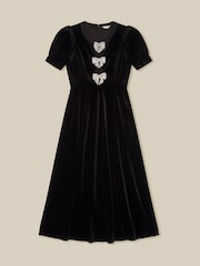 Monsoon Bella Puff Sleeve Embellished Bow Velvet Dress - Εικόνα 6 από 6