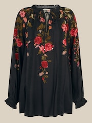 Monsoon Black Camille V-Neck Floral Print Blouse - Image 6 of 6