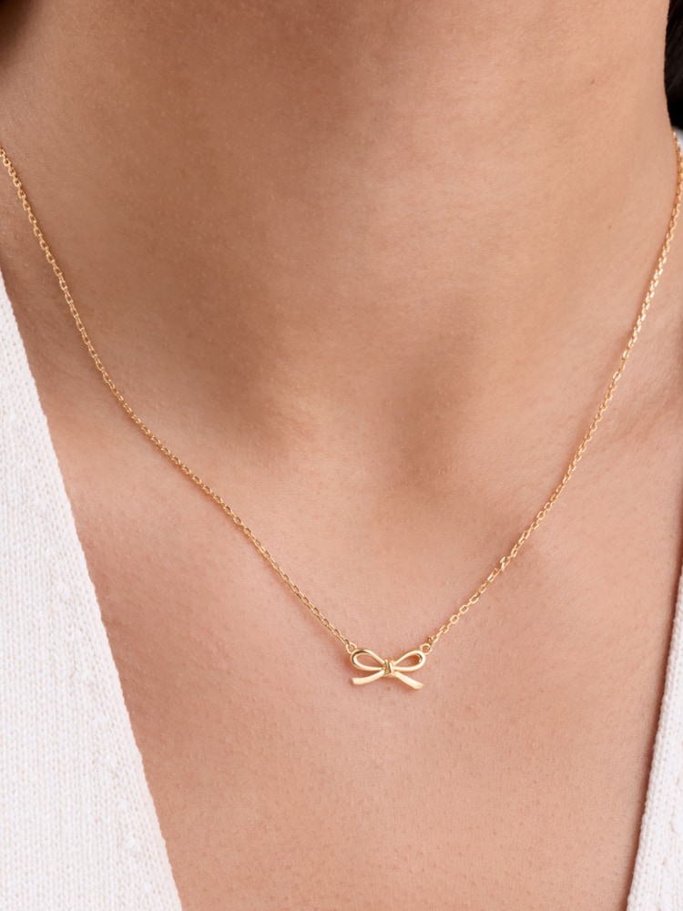 Abbott Lyon Bow 18ct Gold Plated Sterling Silver Necklace - صورة 1 من 3 Abbott Lyon Bow 18ct Gold Plated Sterling Silver Necklace - صورة 1 من 3