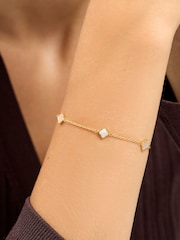 Abbott Lyon Mini Pearl Multi Clover Bracelet 18ct Gold Plated - Image 1 of 4
