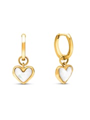 Abbott Lyon Gold Mother of Pearl Heart Huggie 18ct Plated Earrings - Image 3 of 4