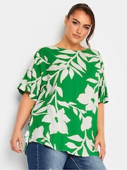 Yours Curve Green Floral Top - Image 1 of 4