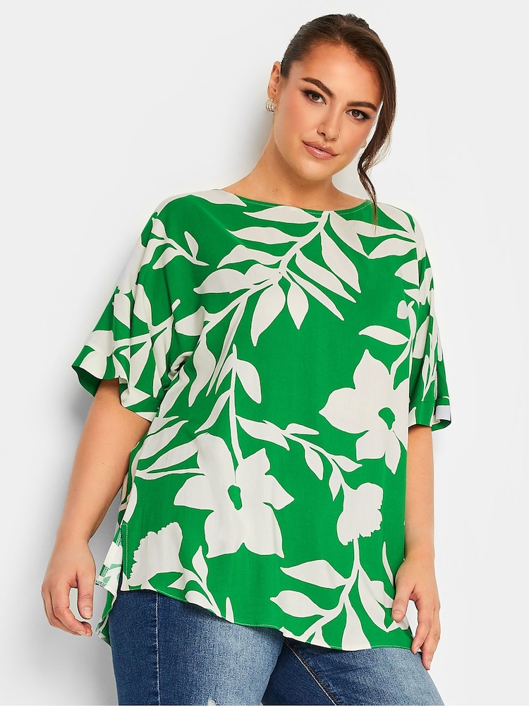 Yours Curve Green Floral Top - Image 1 of 4