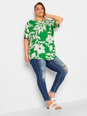 Yours Curve Green Floral Top - Image 2 of 4