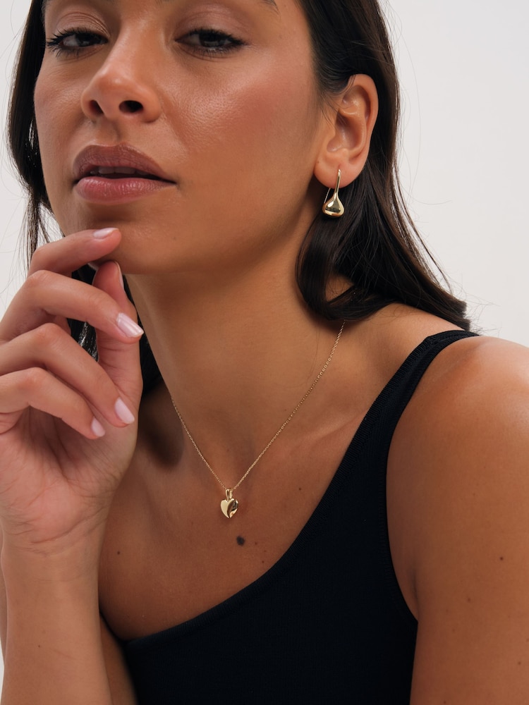 Inicio Gold Polished Puff Heart Pendant - 2суретінің 2 суреті