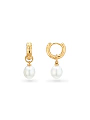 Abbott Lyon Pearl Huggie 18ct Plated Earrings - Image 2 of 3