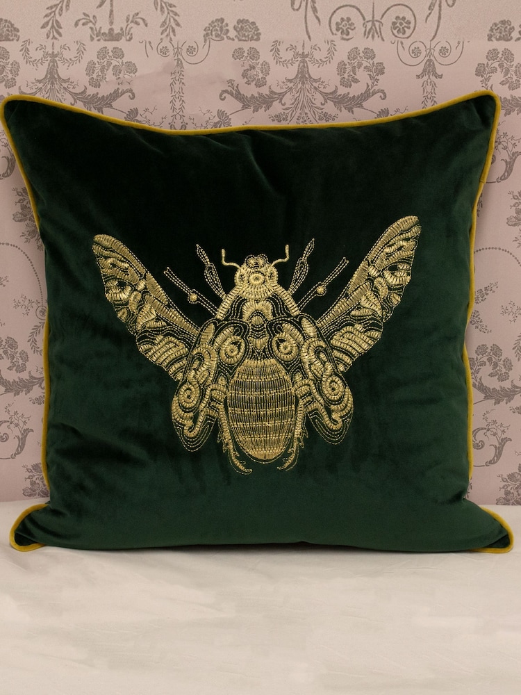 Riva Paoletti Emerald Green Cerana Velvet Polyester Filled Cushion - Image 1 of 4