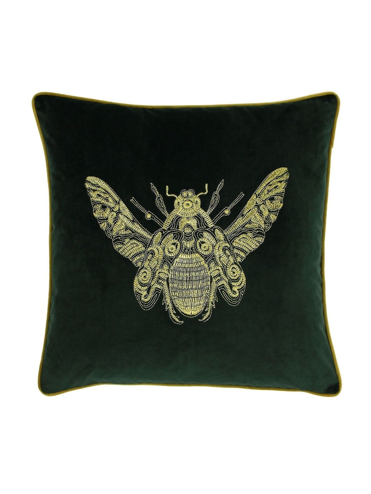 Riva Paoletti Emerald Green Cerana Velvet Polyester Filled Cushion - Image 2 of 4