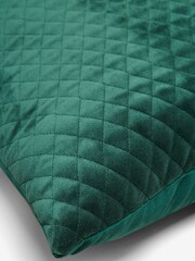Bottle Green Velvet Quilted Hamilton 50 x 50 Cushion - Image 2 of 8