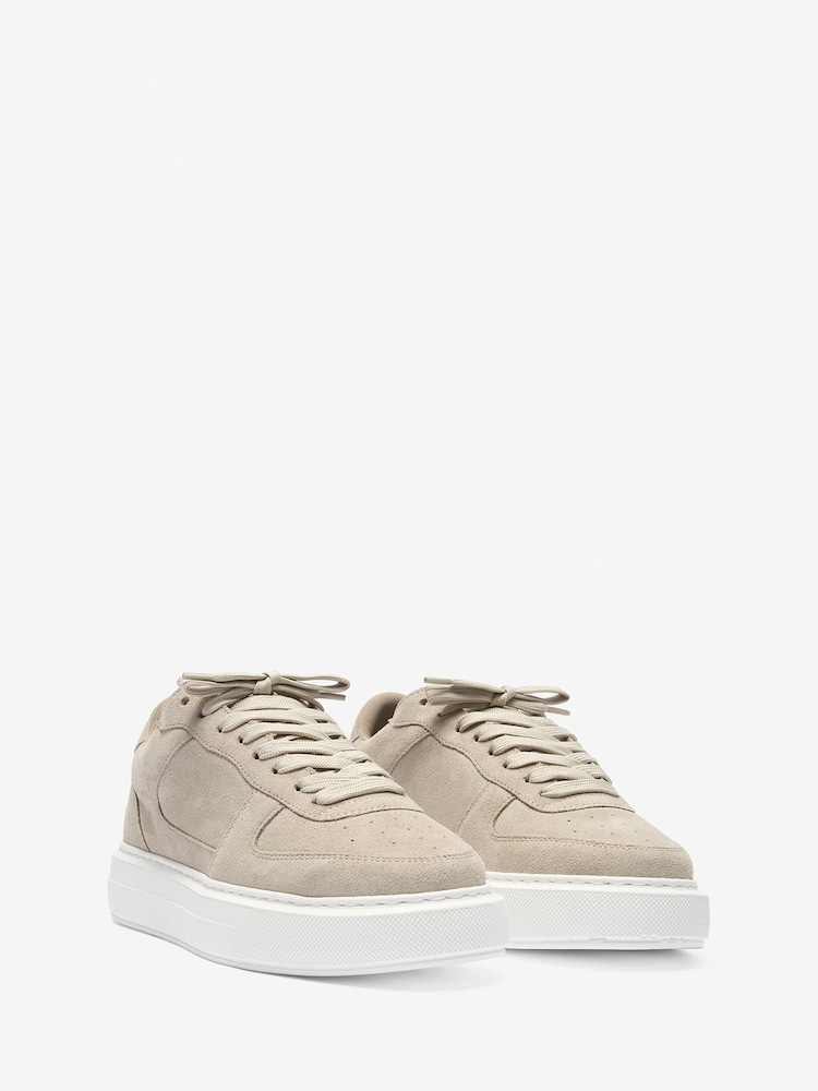 CLEENS Sand Suede Court Trainers - Image 2 of 4 CLEENS Sand Suede Court Trainers - Image 2 of 4