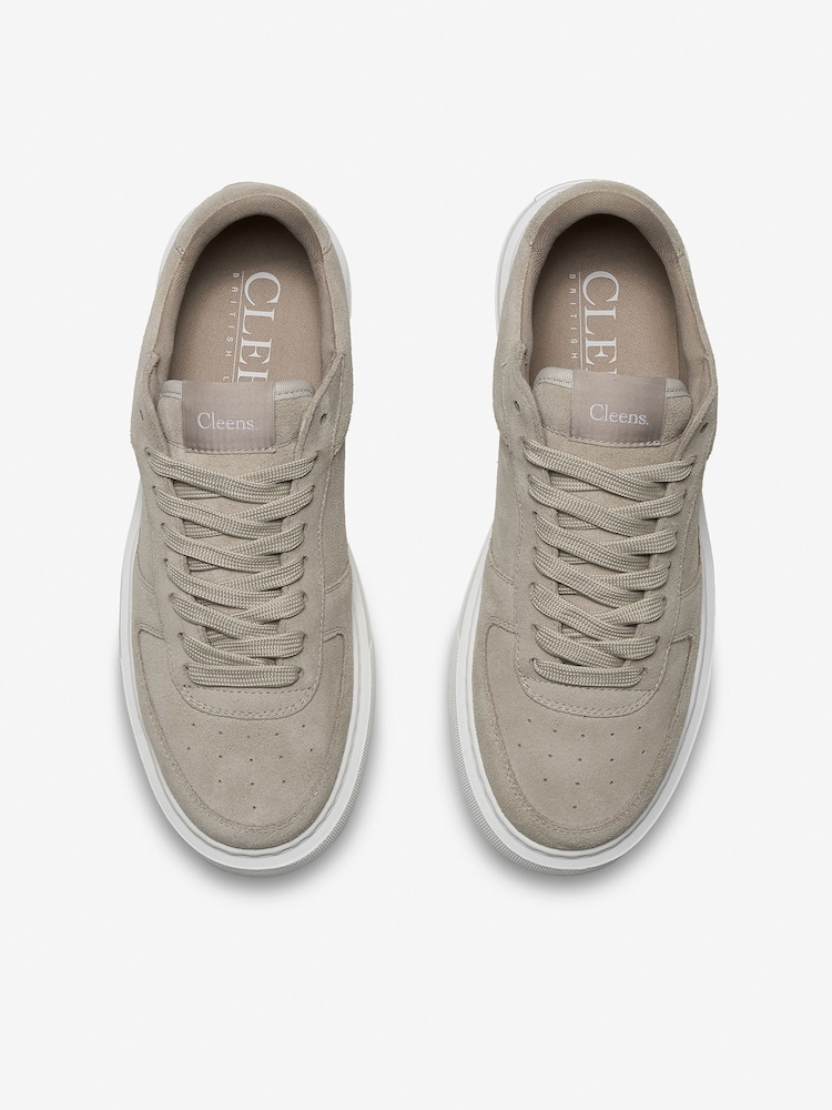 CLEENS Sand Suede Court Trainers - Image 4 of 4 CLEENS Sand Suede Court Trainers - Image 4 of 4