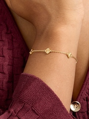 Abbott Lyon Mini Fluted Multi Clover 18ct Sterling Silver Bracelet - 5的图像1｝