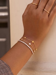 Abbott Lyon Mini Fluted Multi Clover 18ct Sterling Silver Bracelet - 5的图像4｝