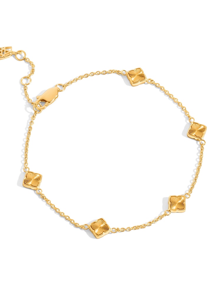 Abbott Lyon Mini Fluted Multi Clover 18ct Sterling Silver Bracelet - 5的图像5｝