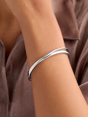 Abbott Lyon Silver Crossover 18ct Plated Bangle - Image 1 of 4