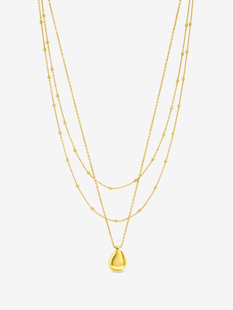 Inicio Gold Tone Double Row Station Droplet Necklace - Image 1 of 1