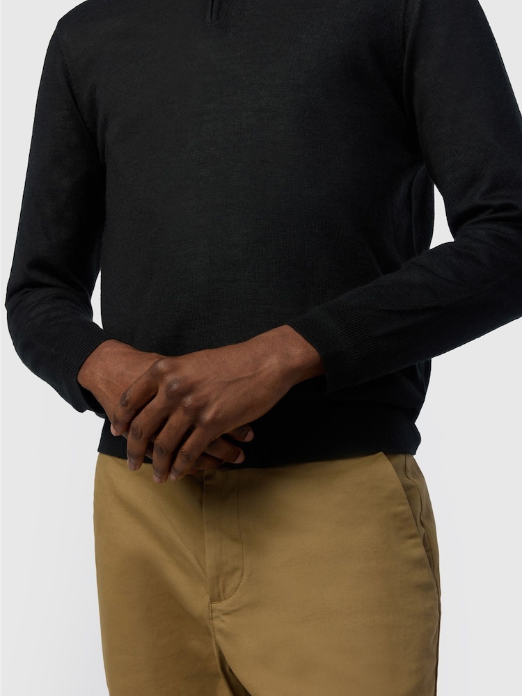 Ted Baker Tailoring Black Wool Blend Half Zip Jumper - Image 4 of 4 Ted Baker Tailoring Black Wool Blend Half Zip Jumper - Image 4 of 4
