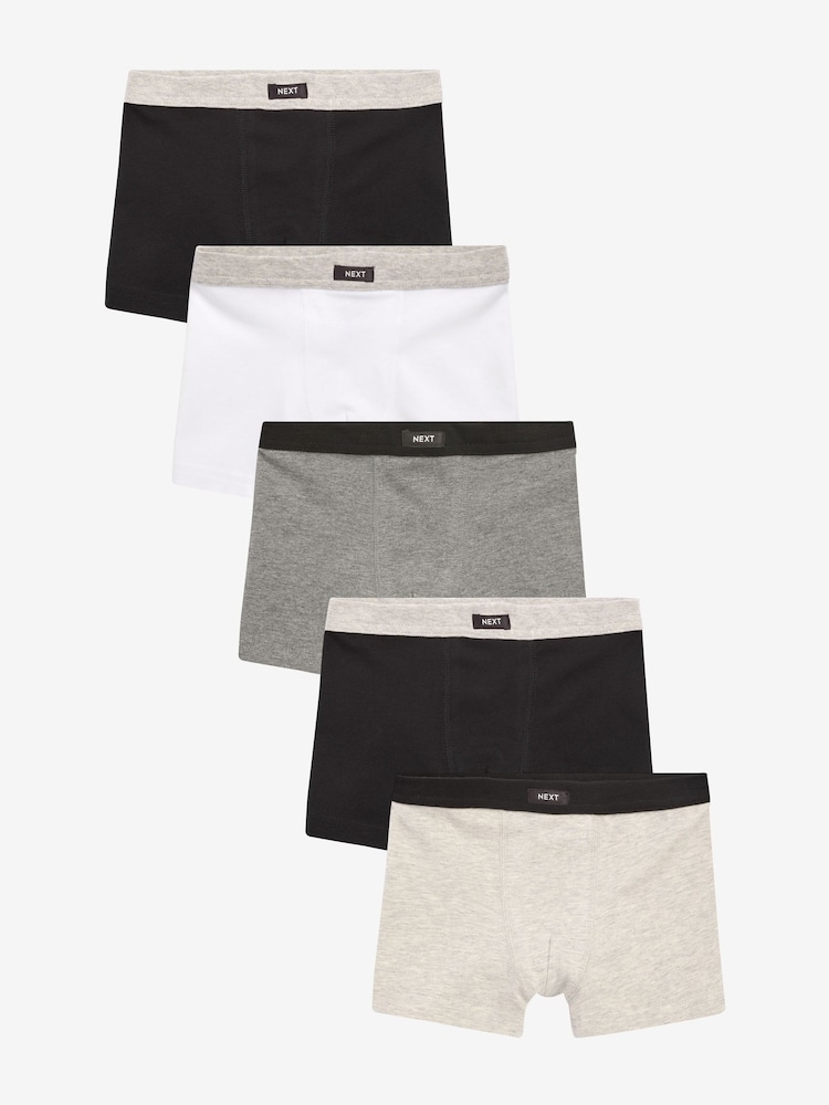 White/Black Soft Waistband Trunks 5 Pack (2-16yrs) - Image 1 of 8