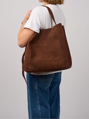 NÚNOO Chiara Wildledertasche in Kakao, Größe L - Bild 1 von 4