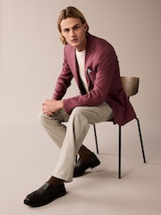 Pink Slim Fit Linen Blend Blazer - Image 2 of 9