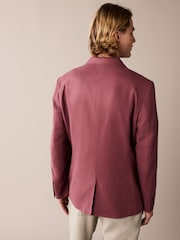 Pink Slim Fit Linen Blend Blazer - Image 3 of 9