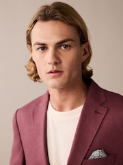 Pink Slim Fit Linen Blend Blazer - Image 4 of 9