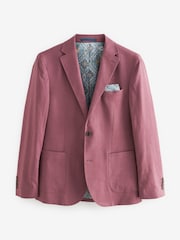 Pink Slim Fit Linen Blend Blazer - Image 5 of 9