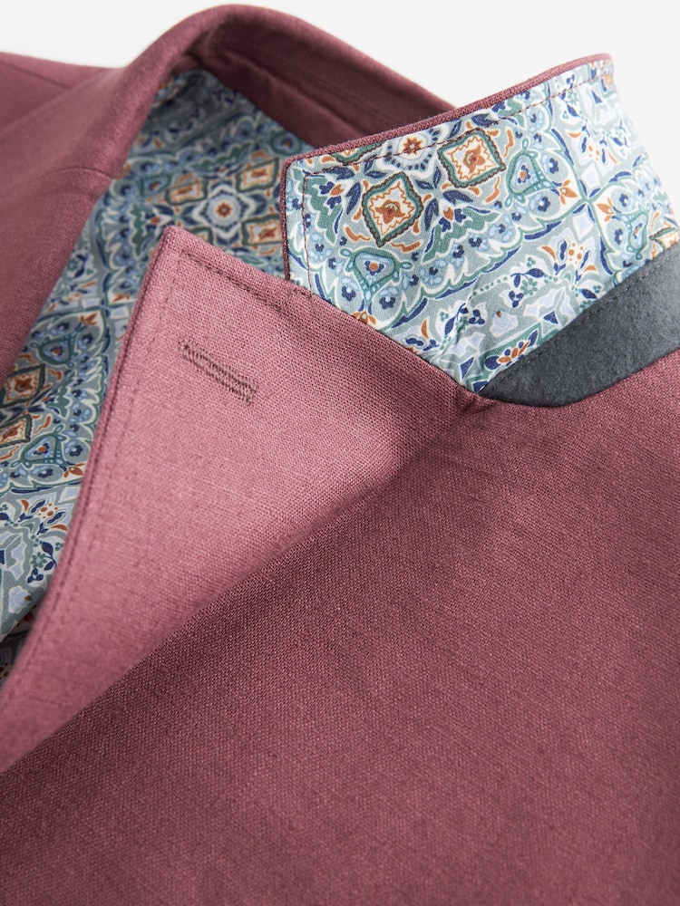 Pink Slim Fit Linen Blend Blazer - Image 9 of 9