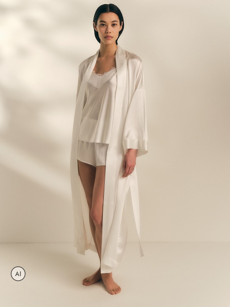 The White Company White Silk Robe - Image 1 of 5 The White Company White Silk Robe - Image 1 of 5