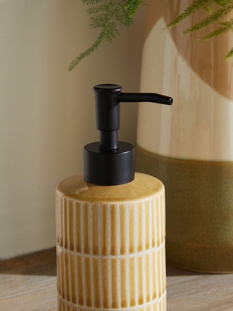 Ochre Yellow Tile Soap Dispenser - Image 2 of 4