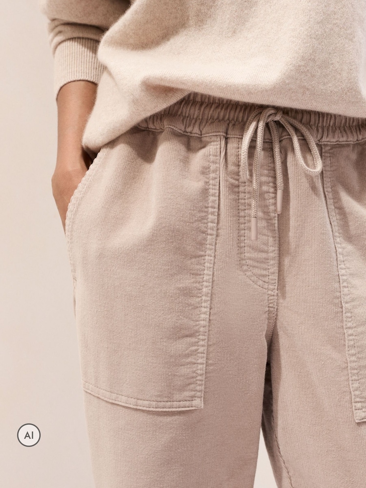 The White Company Cream Relaxed Cord Joggers - Image 2 of 5