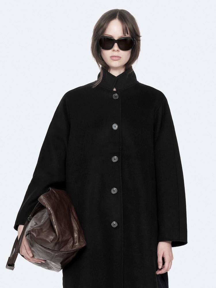 AllSaints Black Effie Coat - Image 1 of 8