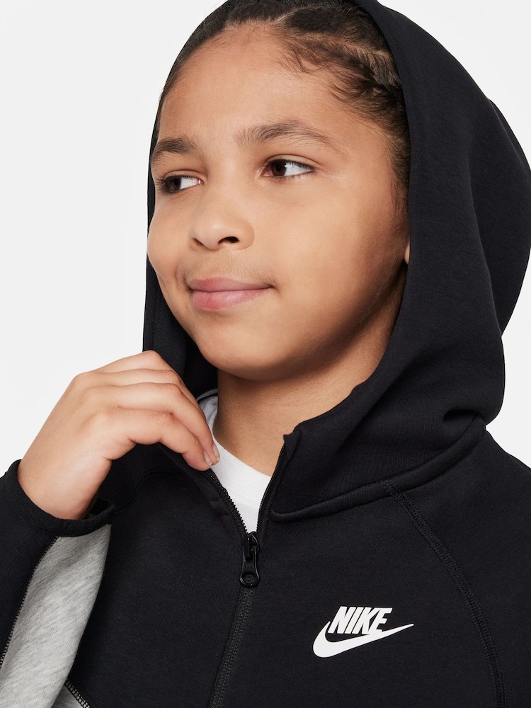 Nike Black/Grey Tech Fleece Zip Through Hoodie - Image 3 of 7