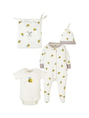 Frugi Cream Organic Cotton Buzzy Bee 3 Piece Gift Set - Image 1 of 6