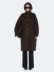 AllSaints Brown Effie Coat - Image 1 of 8