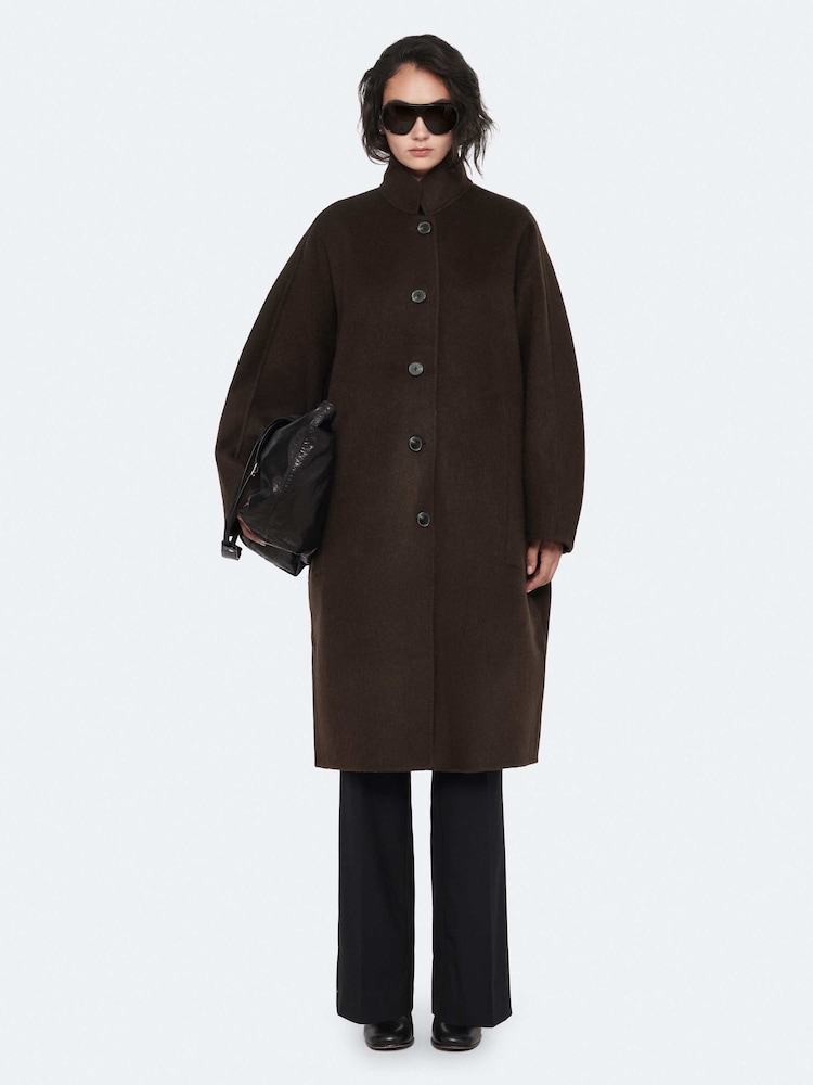 AllSaints Brown Effie Coat - Image 1 of 8