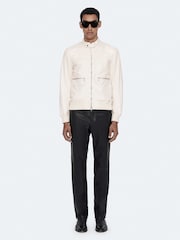 AllSaints White Miro Perf Bomber Jacket - Image 2 of 8