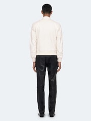 AllSaints White Miro Perf Bomber Jacket - Image 3 of 8