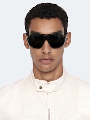 AllSaints White Miro Perf Bomber Jacket - Image 6 of 8