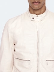 AllSaints White Miro Perf Bomber Jacket - Image 7 of 8