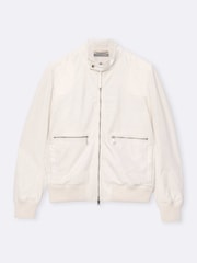 AllSaints White Miro Perf Bomber Jacket - Image 8 of 8