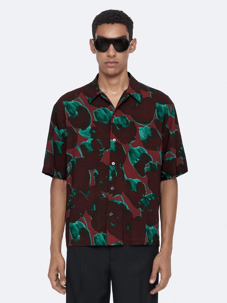 AllSaints Red Tulip Short Sleeve Shirt - Image 1 of 8 AllSaints Red Tulip Short Sleeve Shirt - Image 1 of 8