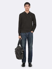 AllSaints Green Aspen Long Sleves Polo Shirt - Image 3 of 8