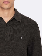 AllSaints Green Aspen Long Sleves Polo Shirt - Image 4 of 8
