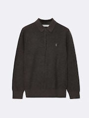 AllSaints Green Aspen Long Sleves Polo Shirt - Image 8 of 8