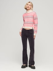Alb - Superdry Guler întors Decupat/Trei sferturi Knit Pulover - Image 2 of 3